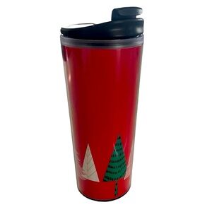 Starbucks 2017 Tumbler Travel Mug Cup Red Christmas Trees Holiday Hot Cold 16 oz